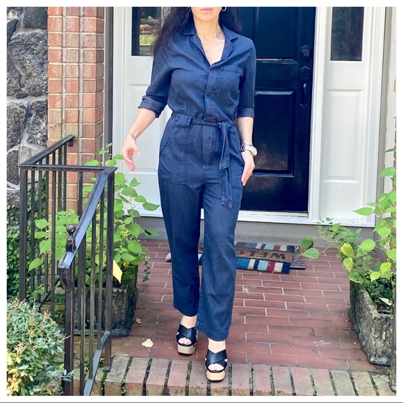 BOHO WORKMAN CHIC JEAN JUMPSUIT WITH POCKETS - Picture 6 of 10